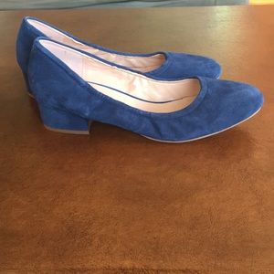 Franco Sarto blue suede block heels day heel